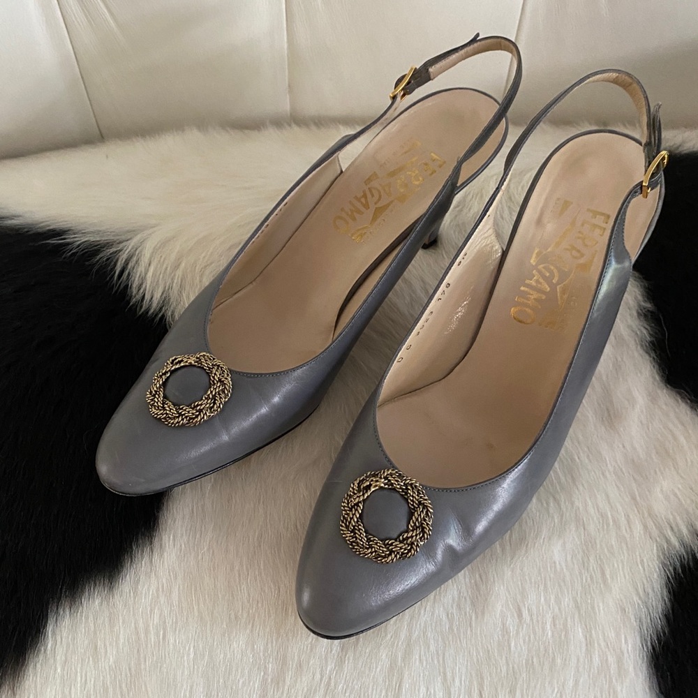 Vintage Salvatore Ferragamo sling back shoes